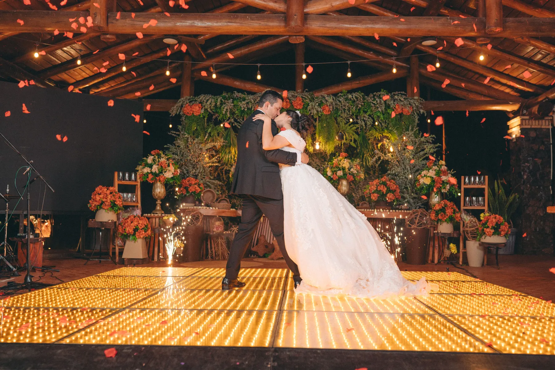 Illuminated dance floor rental for wedding party